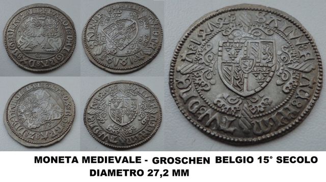 Réplica de moneda Groschen belga del siglo XV COD DR25