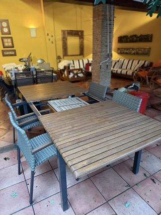Mesa extensible teca exterior + 6 sillas