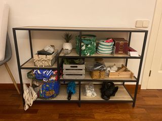 Estantería Madera y Metal Negra/Marrón