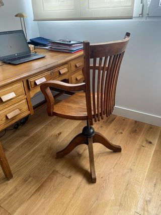 Poltrona ufficio in rovere girevole stile inglese