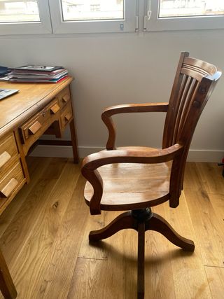 Poltrona ufficio in rovere girevole stile inglese