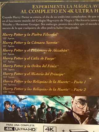 Colección Harry Potter 8 Películas 4K UHD Blu-ray