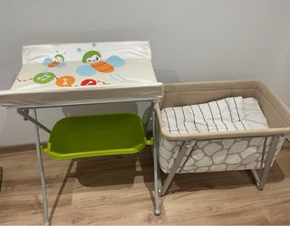 Pack Cuna ,Cambiador y Bañera Bebé,mantitas..