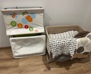 Pack Cuna ,Cambiador y Bañera Bebé,mantitas..