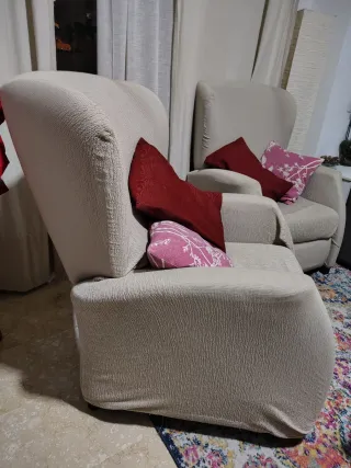 2 x Poltrona elettrica marrone, con fodere lavabili