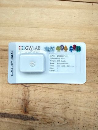 Diamante 0.55ct Certificado GWLAB Round Brilliant