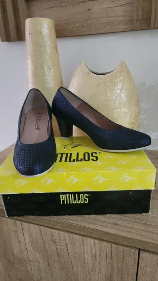 Zapatos Pitillos Piel Talla 38 Azul marino