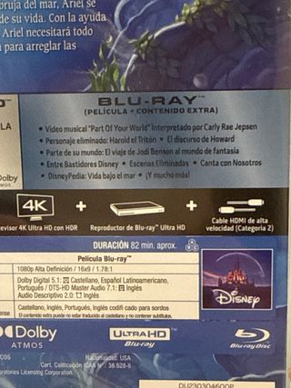 La Sirenita Blu-ray 4K Disney Precintado