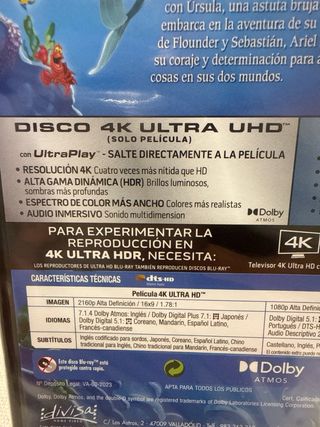 La Sirenita Blu-ray 4K Disney Precintado