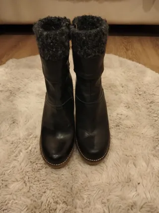 Botín negro tacón madera talla 37