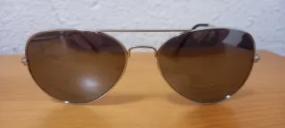 Gafas de sol aviador plateadas y marrones