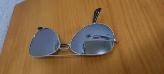 Gafas de sol aviador plateadas y marrones