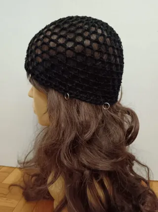 Cuffia rete frisé con anellini cromati