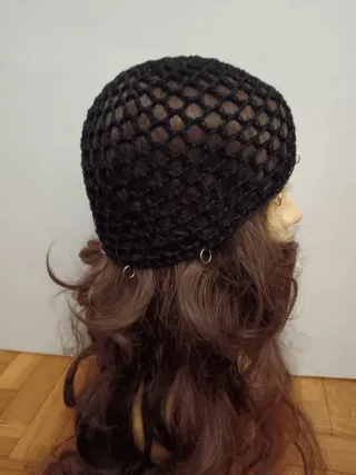 Cuffia rete frisé con anellini cromati