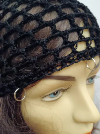 Cuffia rete frisé con anellini cromati