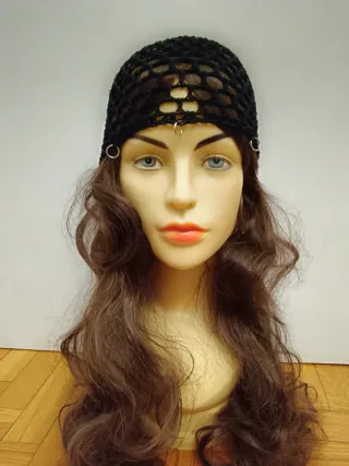 Cuffia rete frisé con anellini cromati