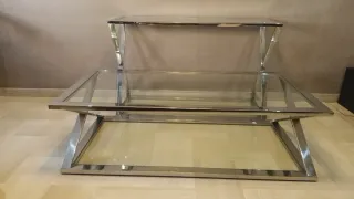 Mesas centro cristal y acero diseño moderno