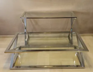 Mesas centro cristal y acero diseño moderno