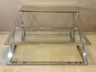 Mesas centro cristal y acero diseño moderno