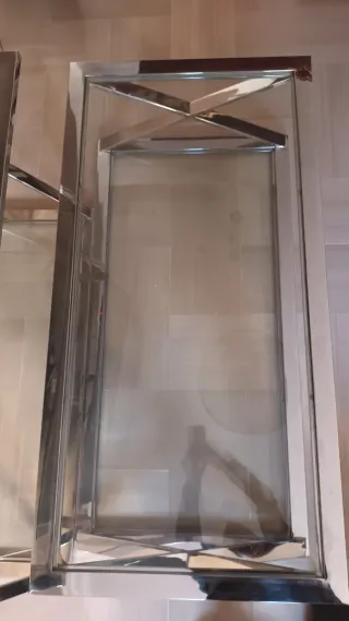 Mesas centro cristal y acero diseño moderno