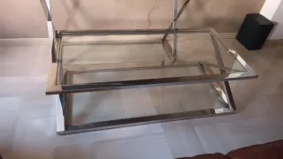 Mesas centro cristal y acero diseño moderno