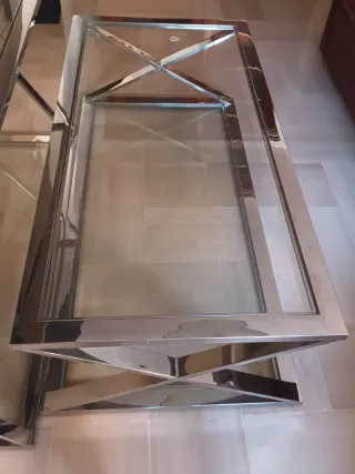 Mesas centro cristal y acero diseño moderno