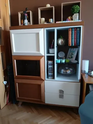 Cómoda Salón Nórdica Madera y Cristal