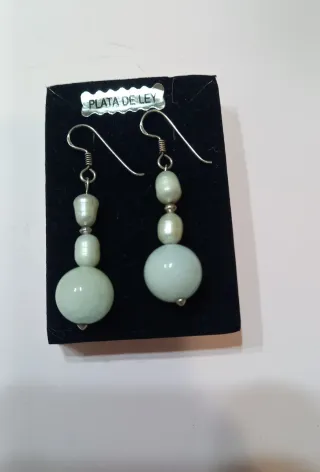 Pendientes Plata 925 con Perlas y Cuarzo Blanco