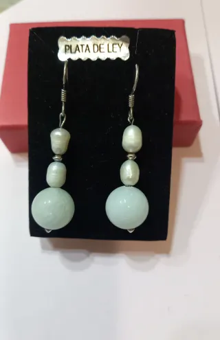 Pendientes Plata 925 con Perlas y Cuarzo Blanco