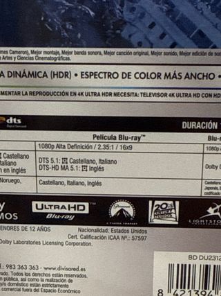 Titanic Blu-ray 4K 3 Discos Precintado