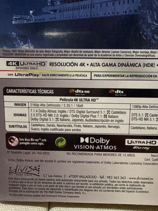 Titanic Blu-ray 4K 3 Discos Precintado