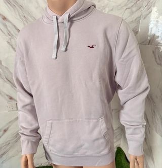 Sudadera Hollister XL Morada Logo Pájaro