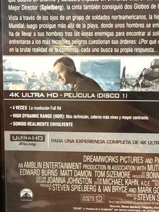 Salvar al Soldado Ryan 4K UHD + Blu-ray Precintado