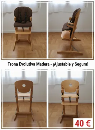 Trona Evolutiva de Madera  Ajustable y con Cojines