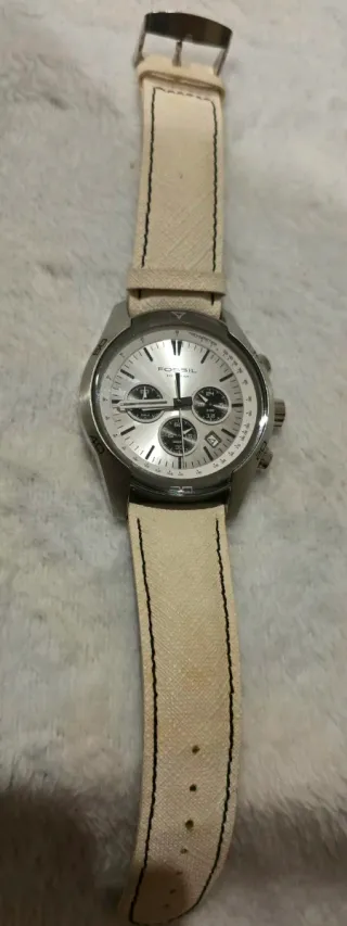 Reloj Fossil Cronógrafo Cuarzo Beige/Plata