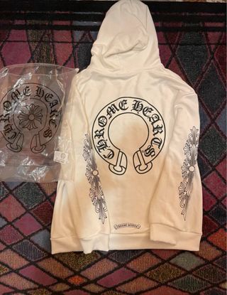 Felpa con cappuccio Chrome Hearts bianca prezzo dm