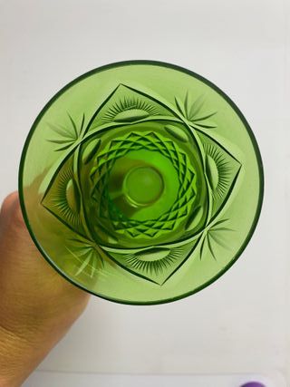 2 copas cristal tallado verde (+2, total 4)