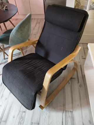 Sillón balancín tela y madera