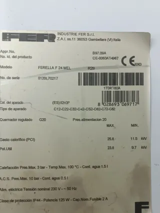 Despiece Caldera FER F 24 MEL