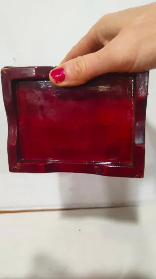 Antiguo joyero oriental madera bronce raso