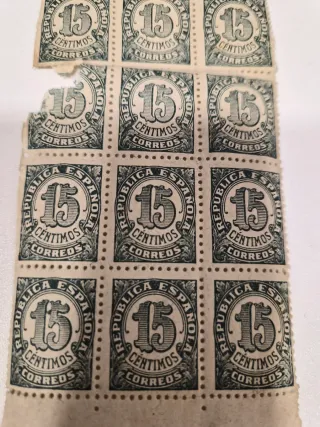 Sellos 15 Céntimos Correos República Española