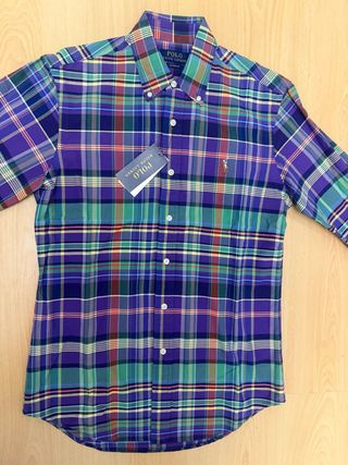 Camisa Polo Ralph Lauren cuadros morado y verde