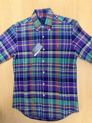Camisa Polo Ralph Lauren cuadros morado y verde