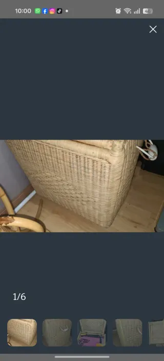 Baúl de mimbre beige