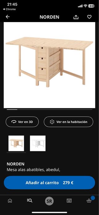 Tavolo pieghevole in legno Norden di Ikea