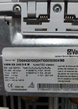 DESPIECE VAILLANT 242 3 5 M TURBOTEC CLASSIC