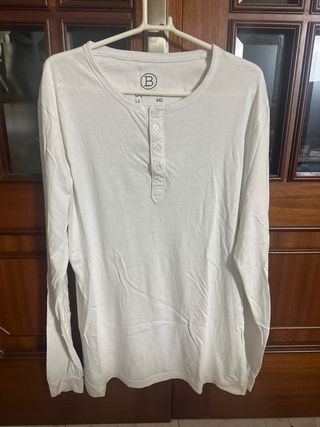 Lote 2 Camisetas Manga Larga Bershka Blanca Talla