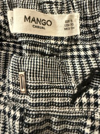 Pantalón Mango Talle Alto Cuadros Mujer