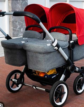 Bugaboo Donkey Passeggino Gemellare Rosso/Grigio