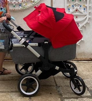 Bugaboo Donkey Passeggino Gemellare Rosso/Grigio